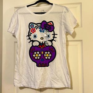 Licensed Hello Kitty by Sanrio Glitter Dia del Muertos Junior Woman XXL T-Shirt